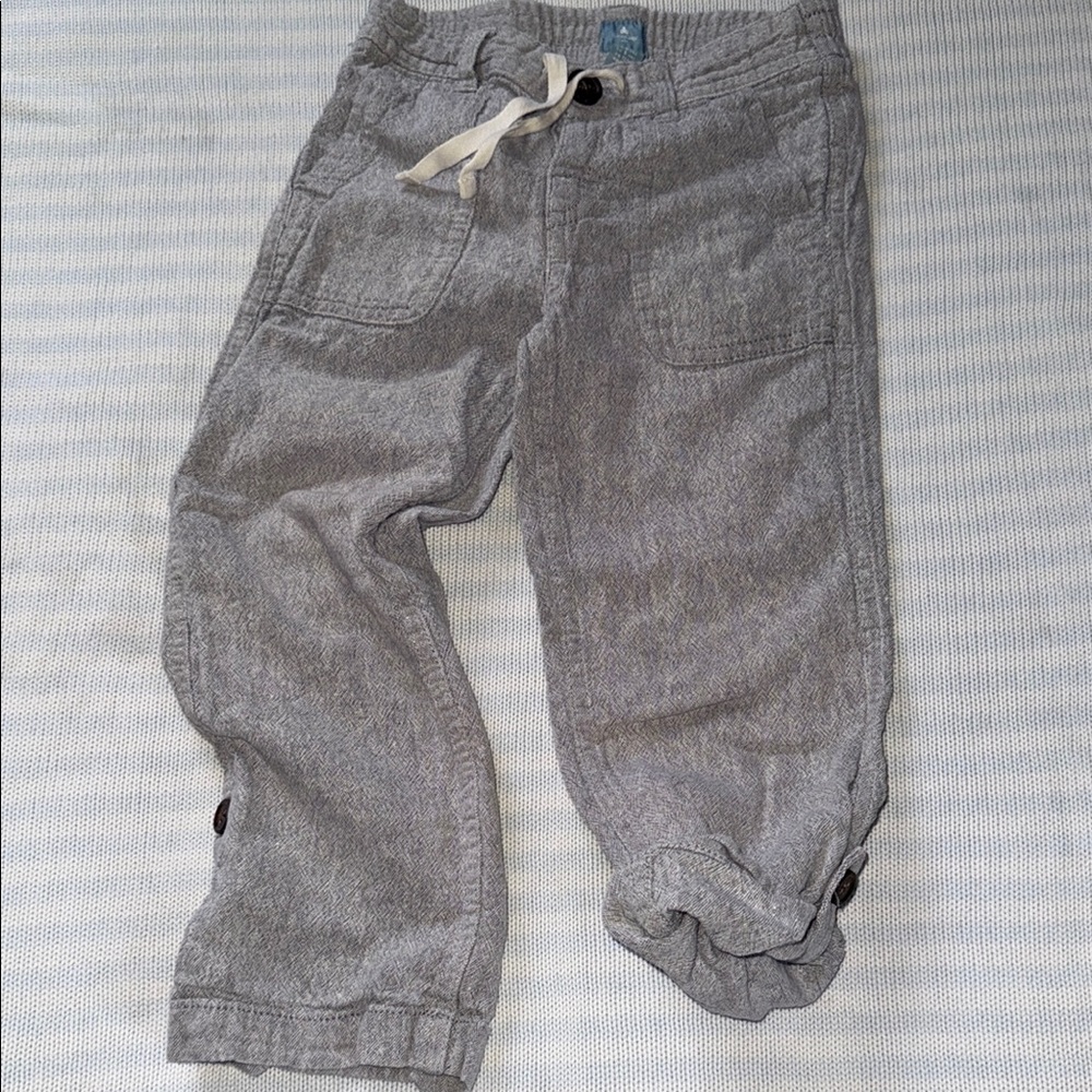 Gray Casual Elastic Waist Bottoms with Cuffed Hems